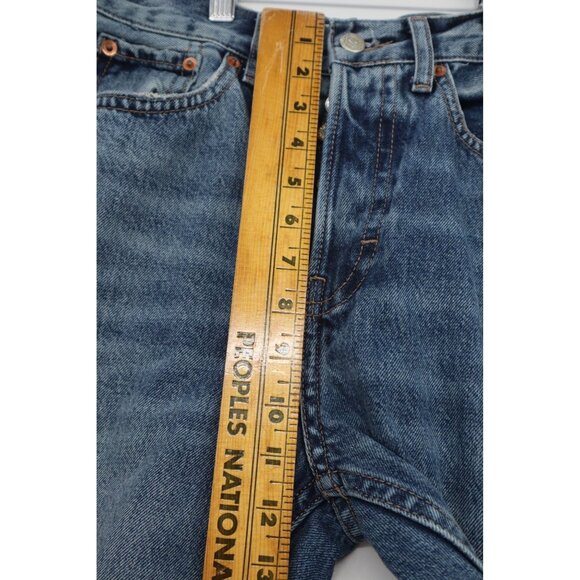 Topshop Blue Distressed High-Rise Mom Jeans W26 L30 Button Fly Denim Pants - Picture 3 of 14